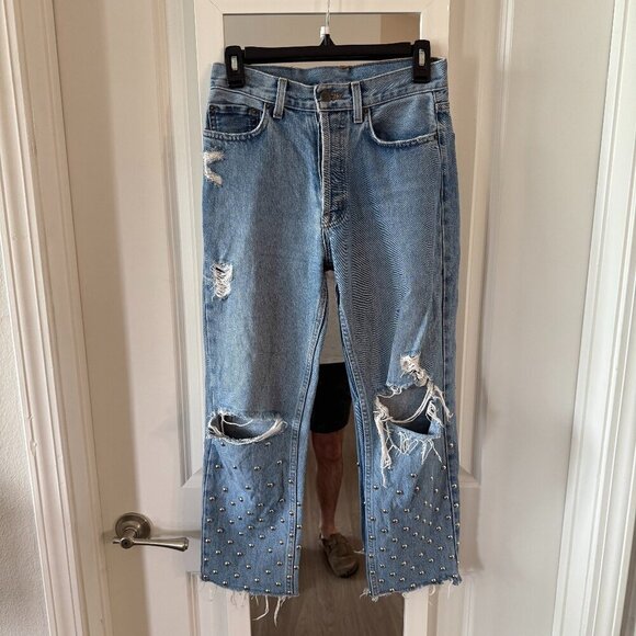 Carmar Destroyed Jeans Size 26 Color Blue - Picture 2 of 6